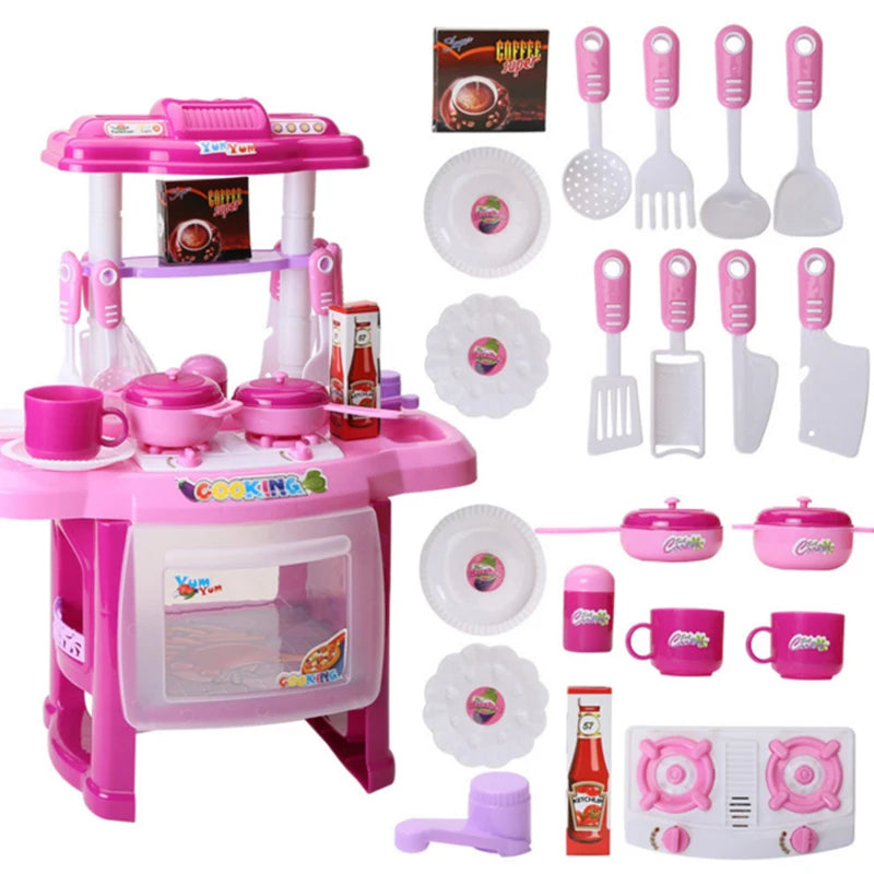 Cozinha Infantil Grande Completa Com Geladeira Forno Fogão Fruteira Menina Sai Água de Verdade