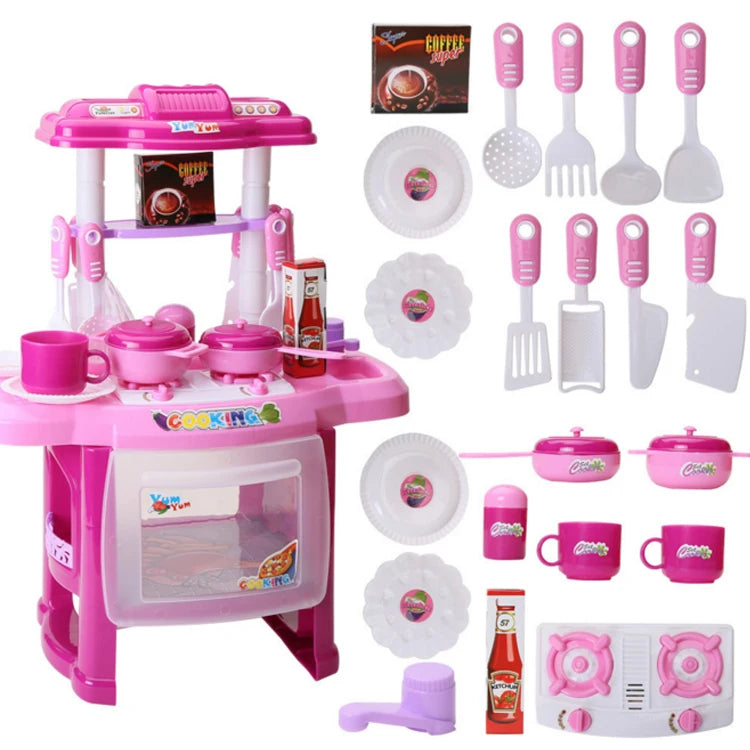 Cozinha Infantil Grande Completa Com Geladeira Forno Fogão Fruteira Menina Sai Água de Verdade